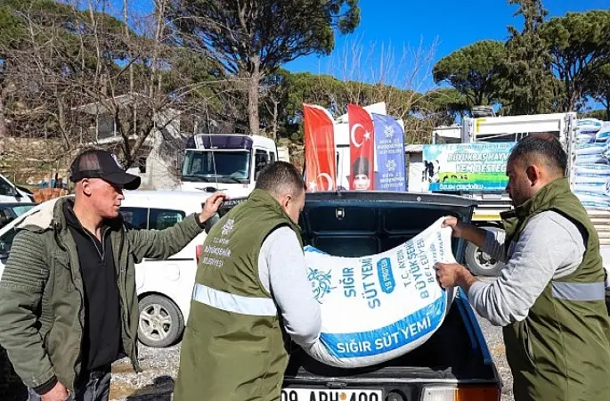 Aydın Büyükşehir Belediyesi'nin Küçük Üreticilere Yem Destekleri Devam Ediyor